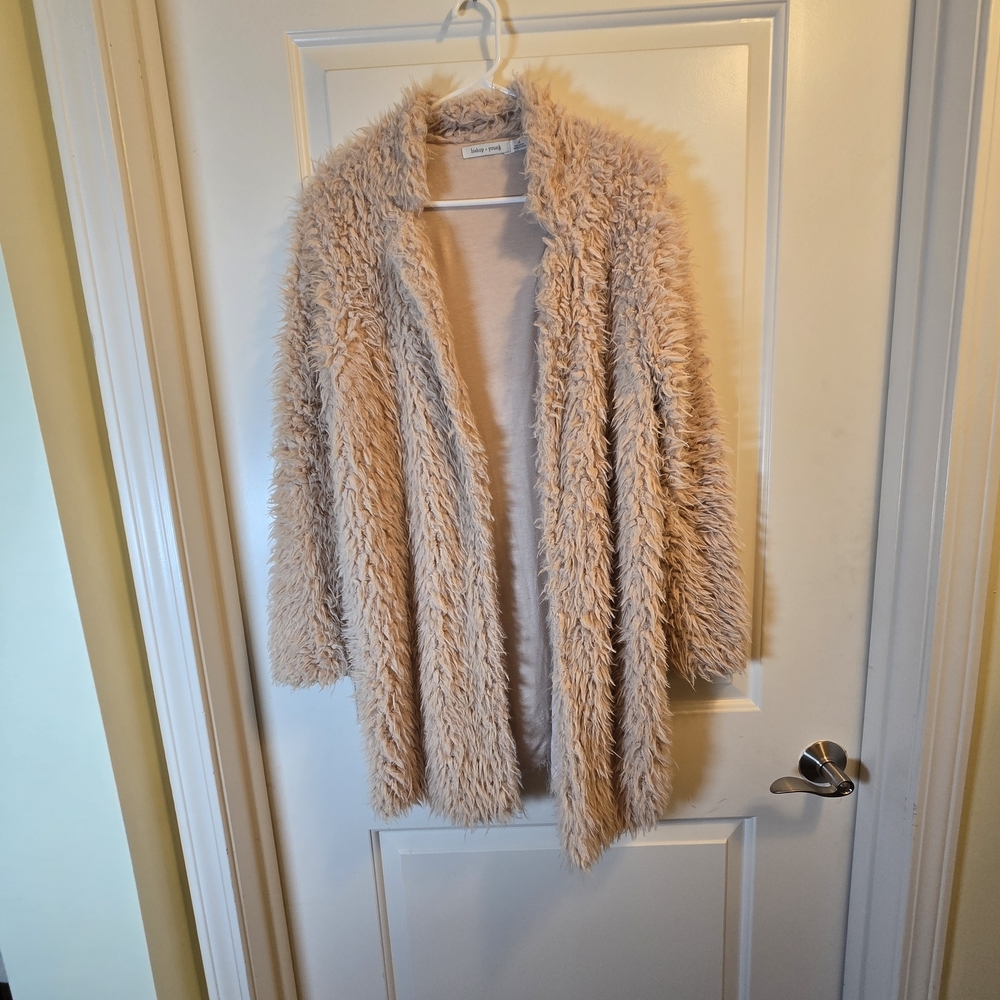 Women's Cream Faux Fur Coat